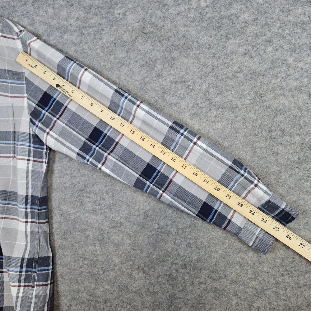 J Crew Men's Gray & Blue Plaid Long Sleeve Button Up Shirt Size M Cotton‎ Casual